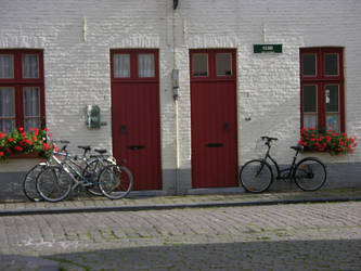 red doors and bicycles