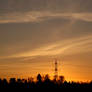 Winter sunset and pylon