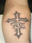 Cross tattoo with names