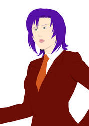 Purple hair and suit