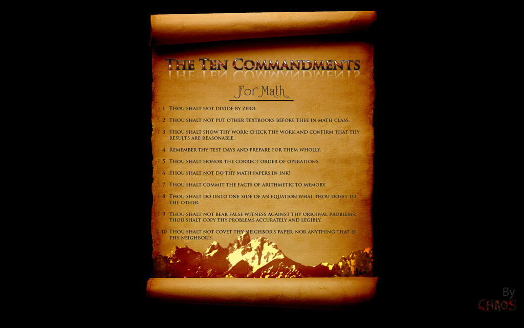 Ten Commandments for Math WIDE by Jogirider on DeviantArt