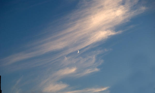 light evening sky with moon