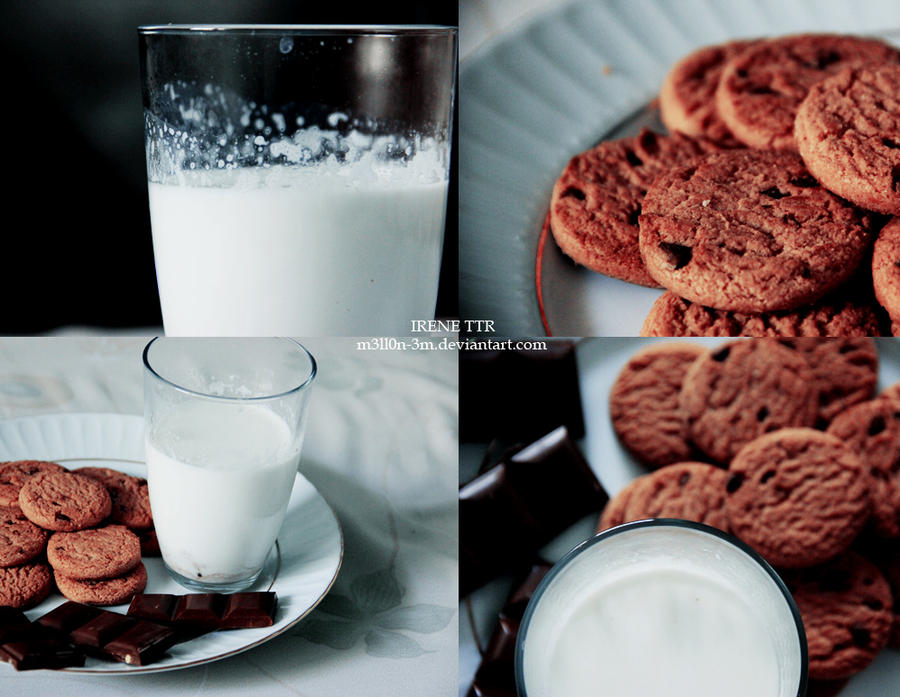Cookies, milk and chocolate