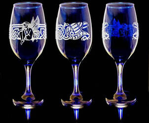 Celtic Fairy Cobalt Blue Wine Glass by Fulstein