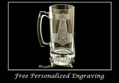 Thor's Hammer Mjolnir 27oz Clear Glass Stein by Fulstein on DeviantArt