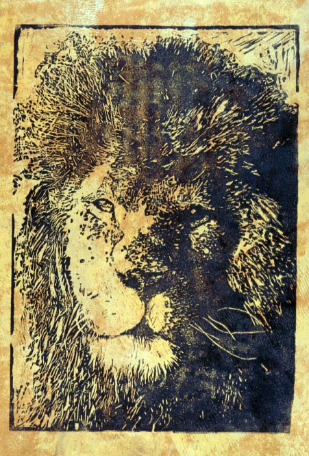 Linoleum Lion Print