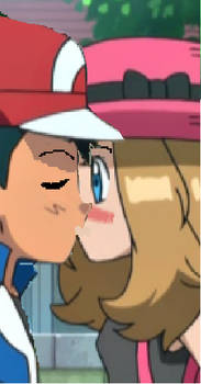 Ash and Serena Kissing