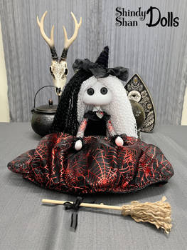 Handmade Goth Rag Doll - White Black Red - SSD048