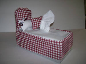 Bed shape tissue box holder with pillows handmade