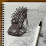 Fish drawing in process.