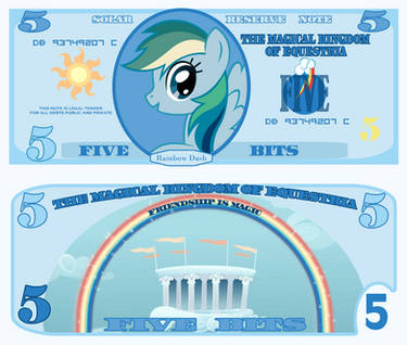 Rainbow Dash 5 bits bill