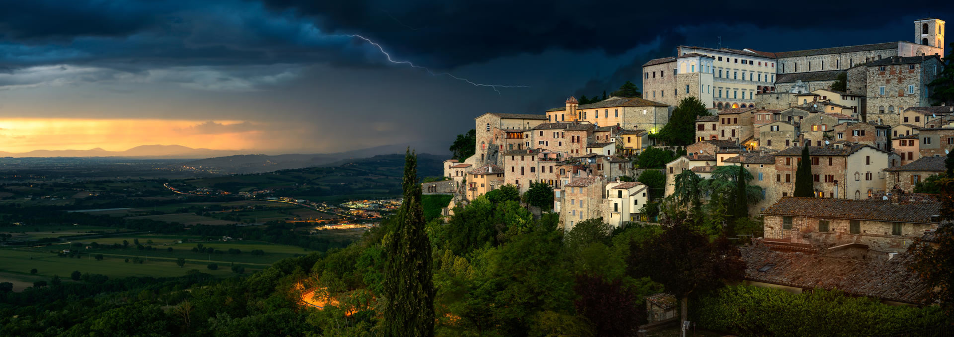 Thunderstorm on a sunset in Todi