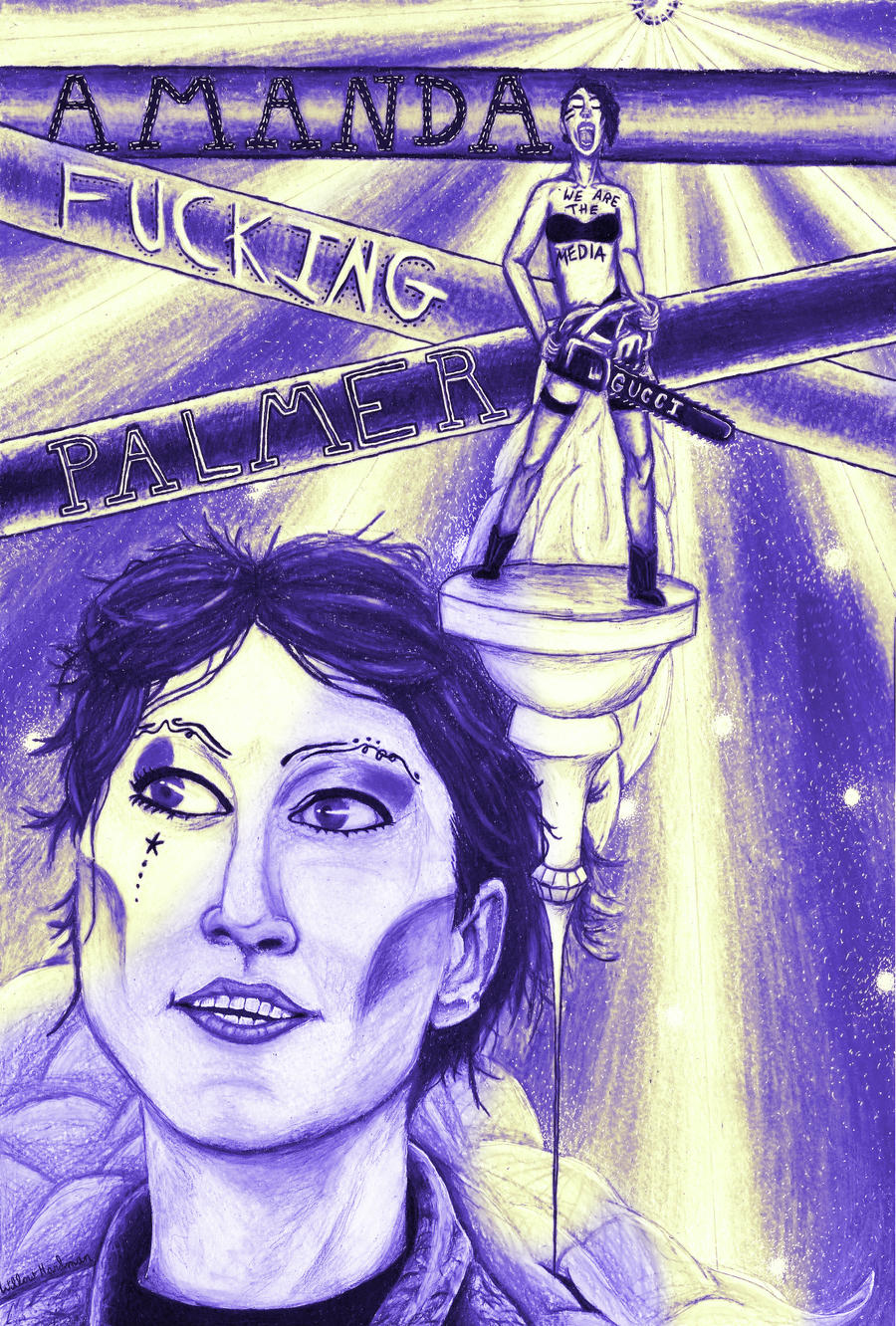 Amanda Palmer digitally colored: two colors