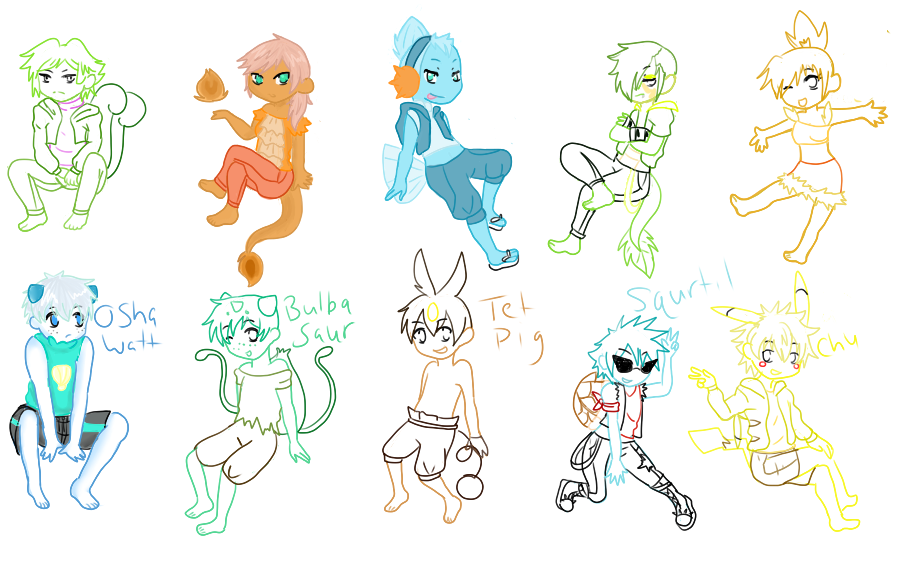 Pokemon Starter Adopts ( line art) part 1 CLOSED