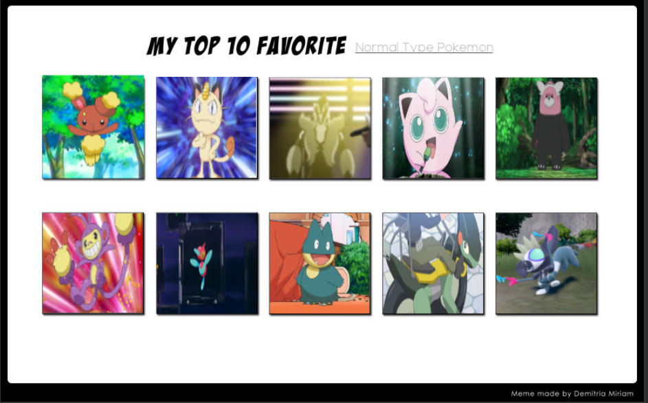 My Top 10 Favorite Normal Type Pokemon by Juandiven07 on DeviantArt