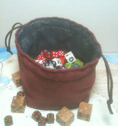 Dice Bag in Inquisition Red and Grey Spiral