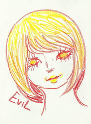 Evil smile from a girl in yellows