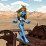 Smurfette in metal bikini