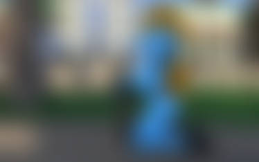 Smurfette with skateboard