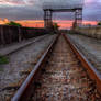 The railway behind the sunset