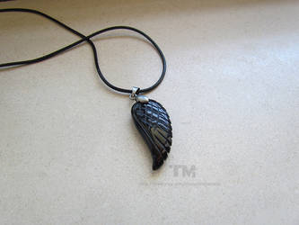 No Angel - Black Wing Necklace by thingamajik