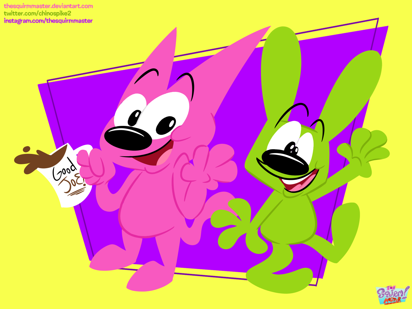Pink Cat and Green Bunny TheSquirmMaster on DeviantArt