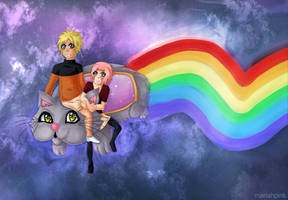 Naruto, Sakura and Nyan Cat