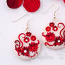 Rose Garden Red White Valentine Earrings