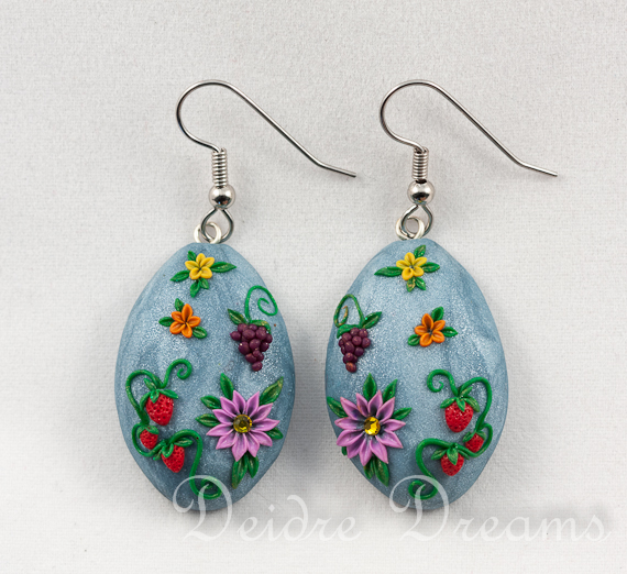 Summer Fruits Polymer Clay Appliqued Earrings