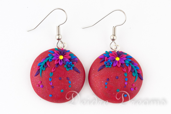 Dancing Dreams Flower Embroidery Earrings