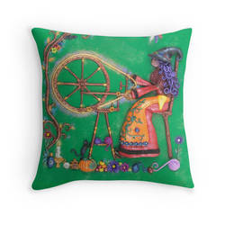 Spellbound Witch At Spinning Wheel Pillowcase