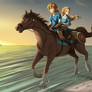 Zelda Breath of the Wild - Riding in the evening