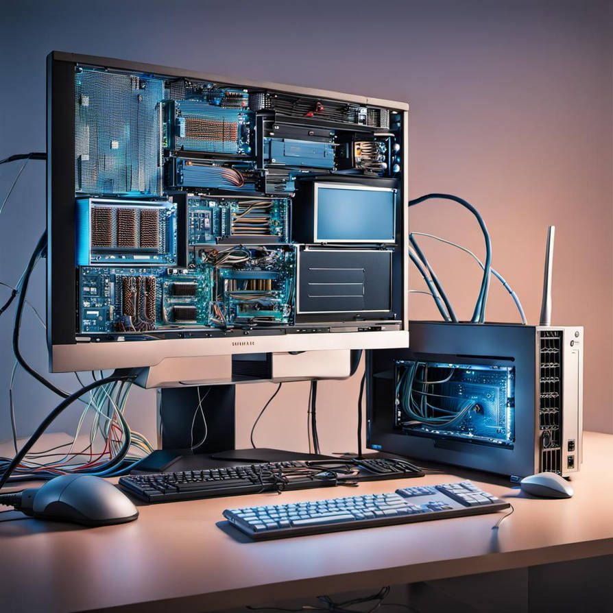 Computer Display With A Lot Cables by axxany on DeviantArt