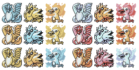 Articuno Zapdos Moltres Chicks GSC Sprites