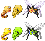 Weedle Kakuna Beedrill Pixel-overs by Axel-Comics