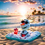 Recreate Olaf as an Zombie chilling at the beach.