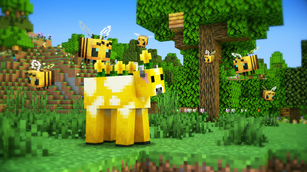 Minecraft Bee Deviantart Minecraft Moobloom and Bees by Flowerscow on DeviantArt