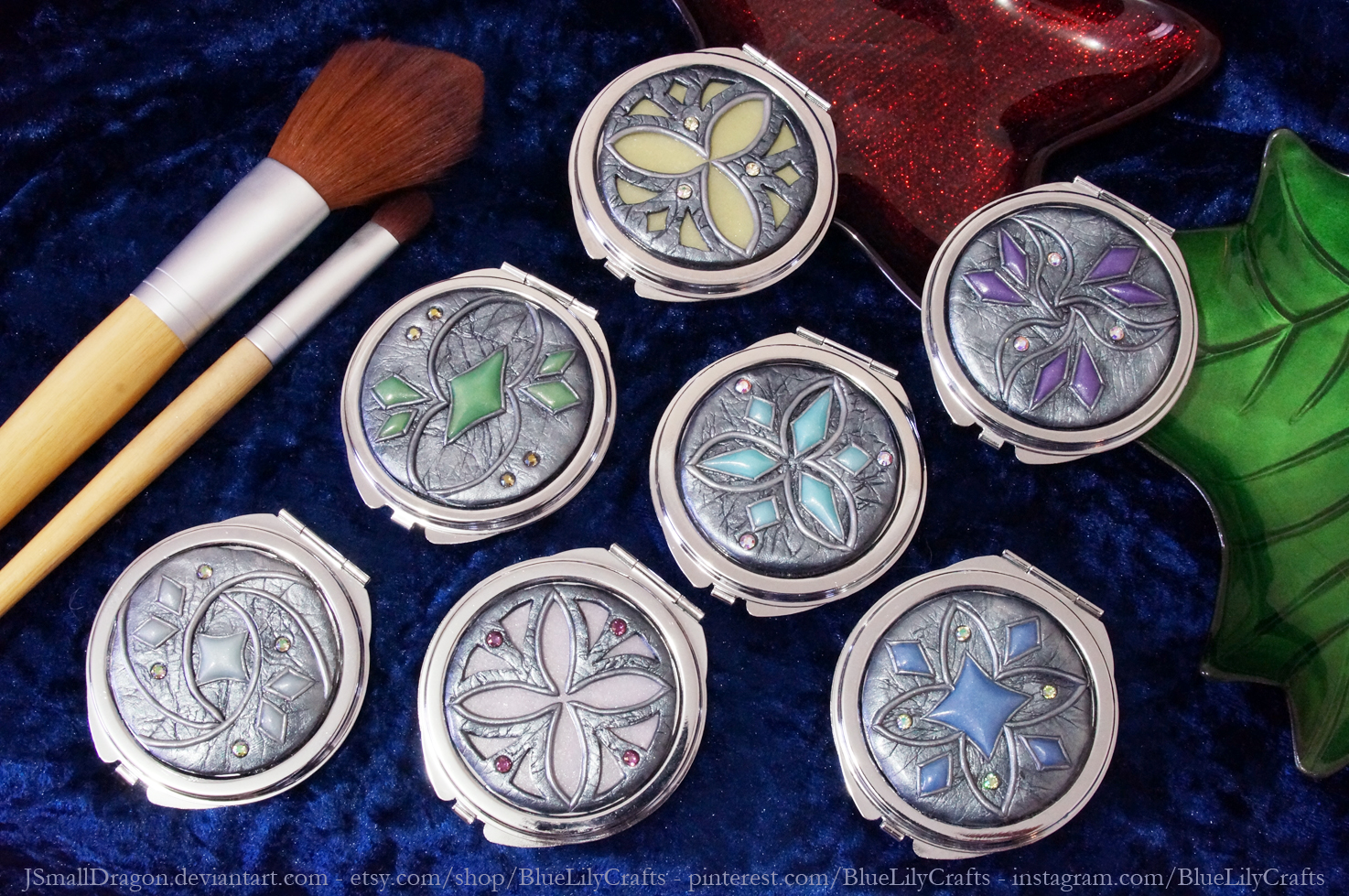 Compact Mirrors with Polymer Clay Designs 2