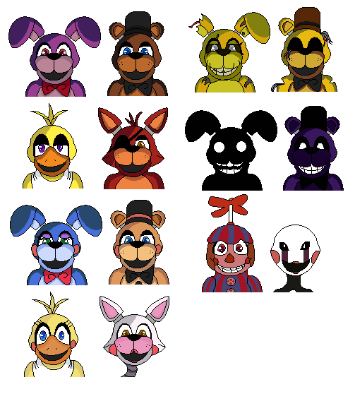 All The Fnaf Characters Package By Shy Bonnie On Deviantart
