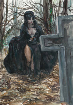 Elvira on cemetery