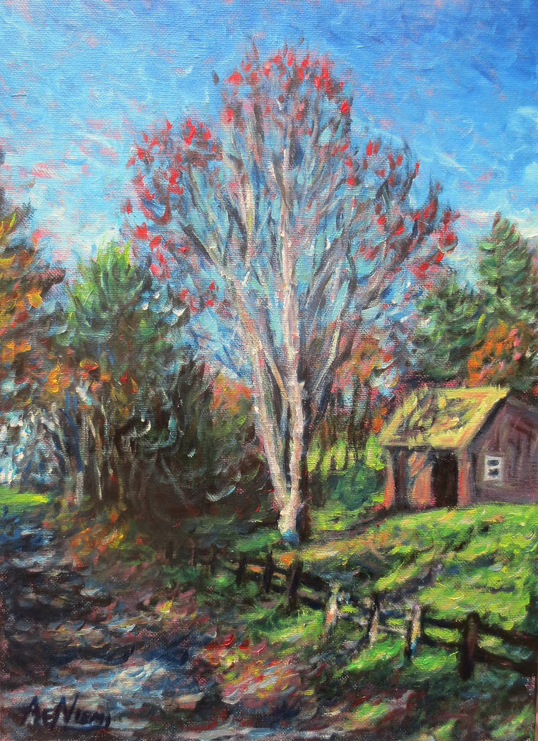 Red Leaves Against a Blue Sky by AndrewENiemi Red Leaves Against a Blue Sky by AndrewENiemi