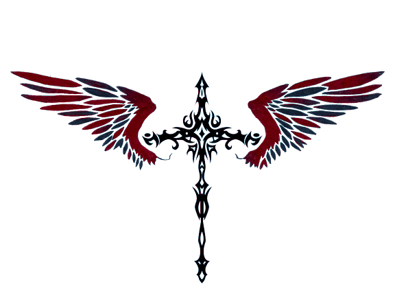 Tribal Cross with Wings