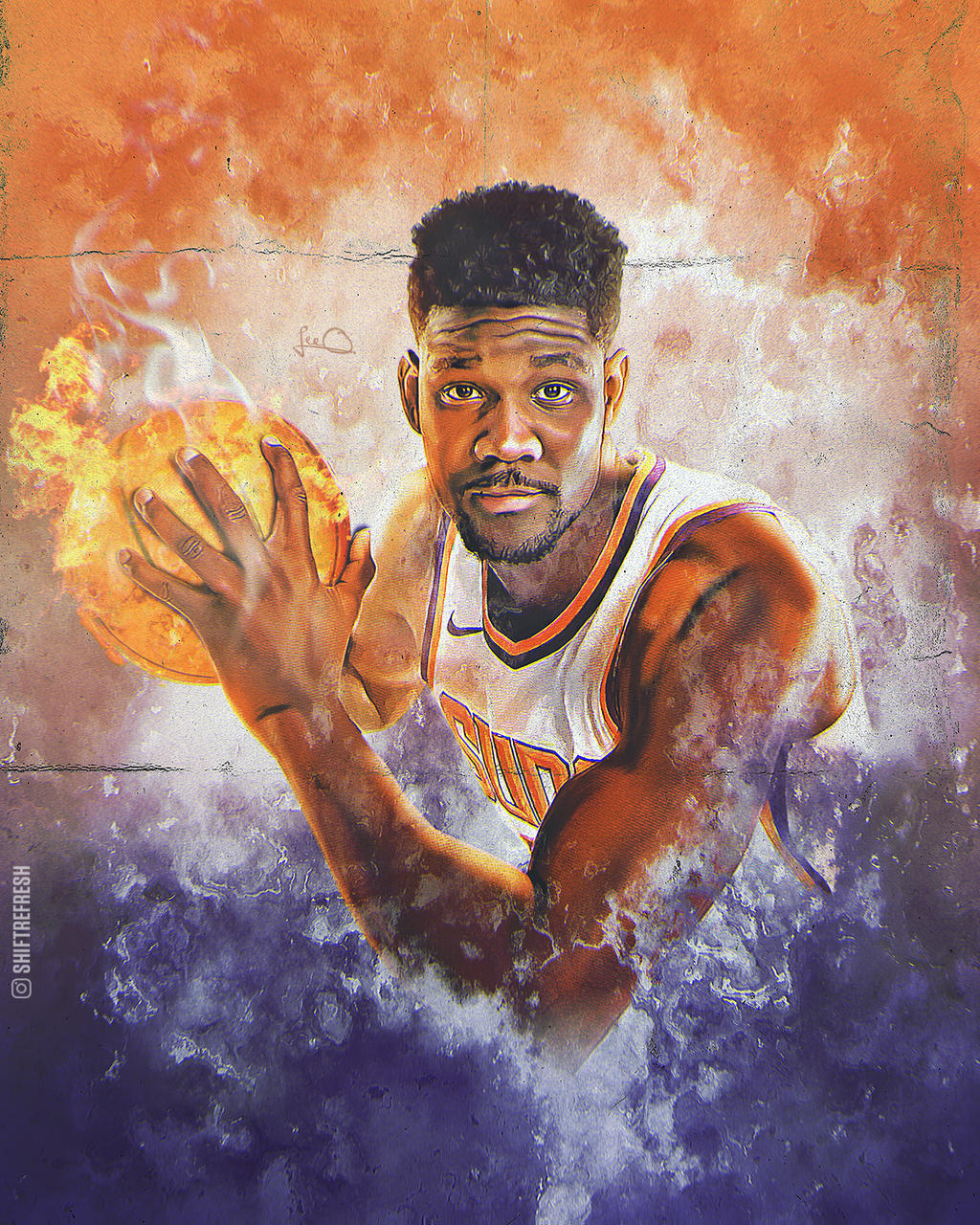 Download NBA Phoenix Suns Deandre Ayton Digital Artwork Wallpaper