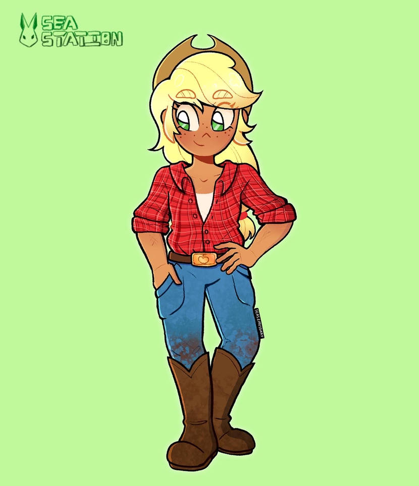 Applejack Human Pool Human Applejack by SeasEmissary on DeviantArt