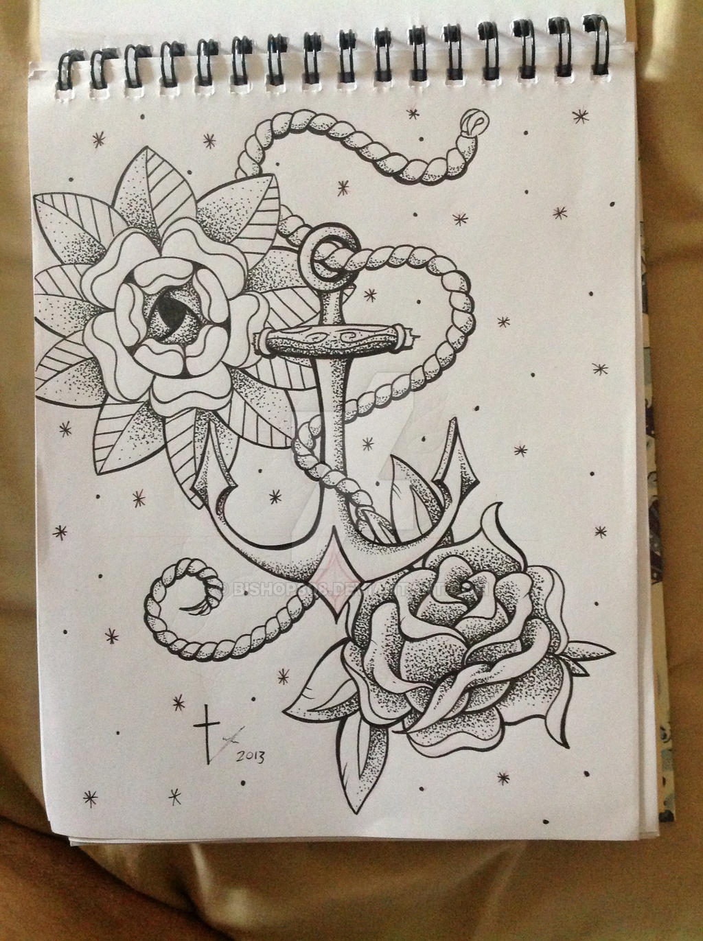 Anchor and flowers