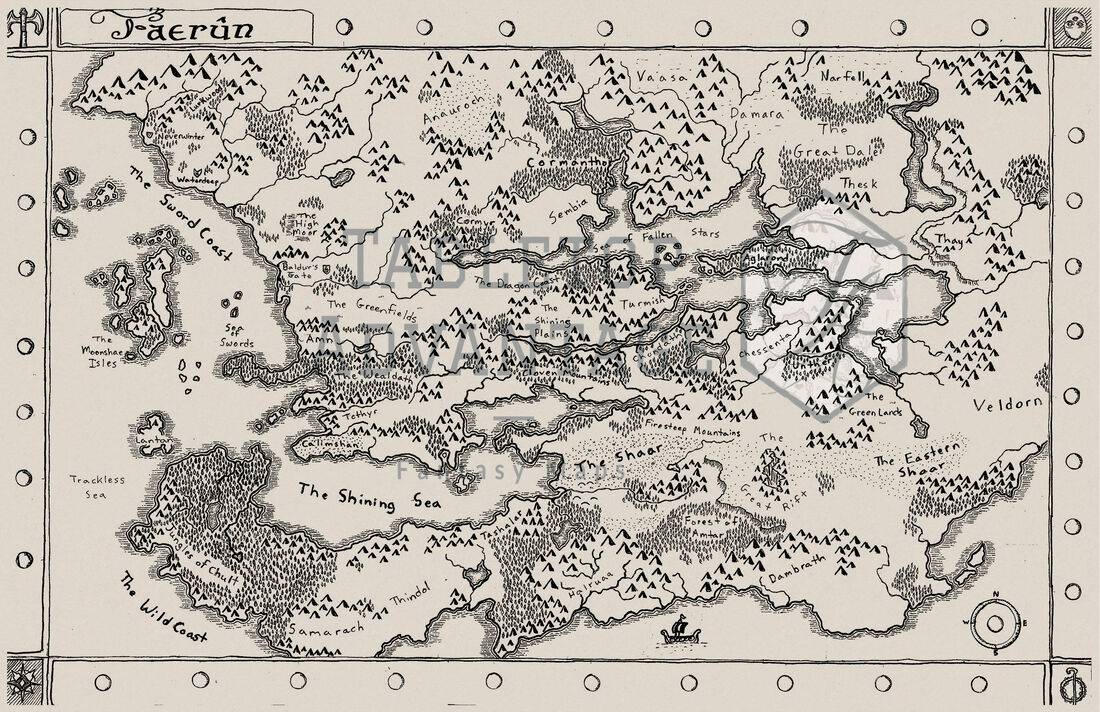 Chessenta Map Handrawn Map of Faerun from DD's Forgotten Realms by TabletopAdvantage ...