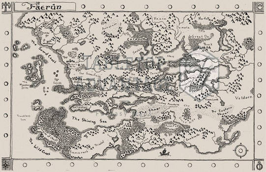 Handrawn Map of Faerun from DD's Forgotten Realms