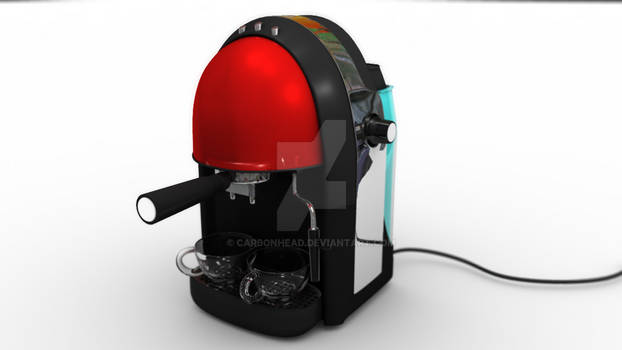 Red Menos espressomachine replicated in 3D
