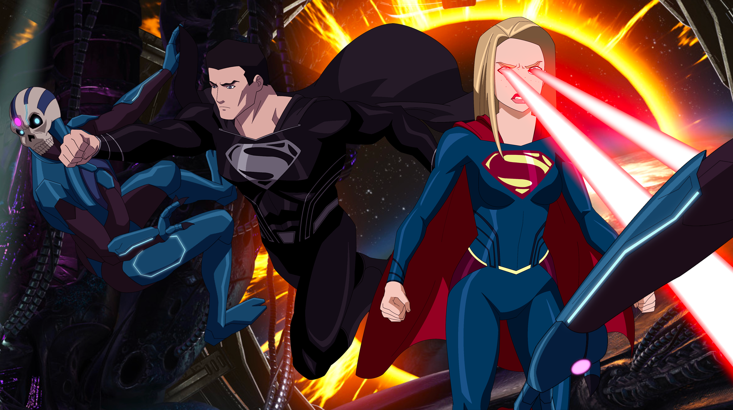 Superman and Supergirl vs Brainiac's Drones by Axel-Droga on DeviantArt