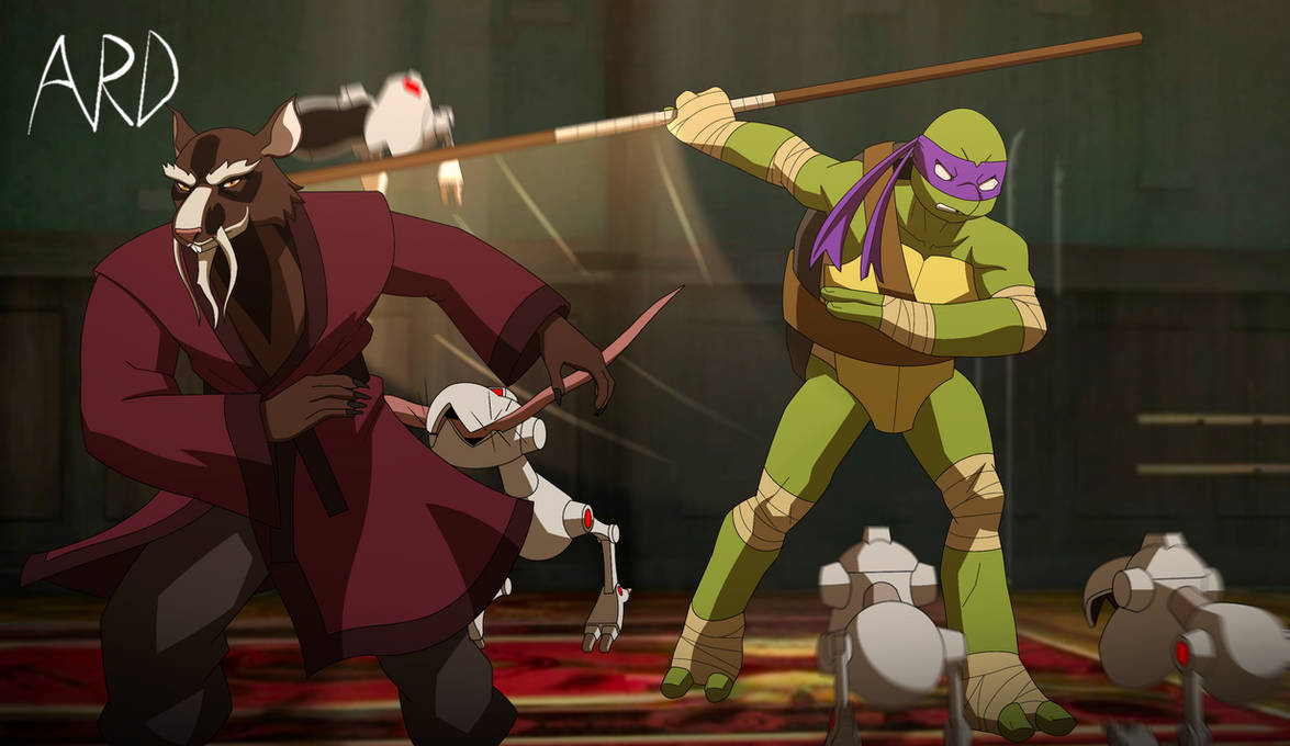 Donnie and Splinter fighting off Mousers by Axel-Droga on DeviantArt
